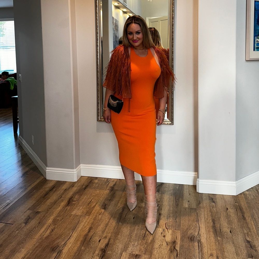 rebecca silk ostrich feather jacket - Picture 3 of 7